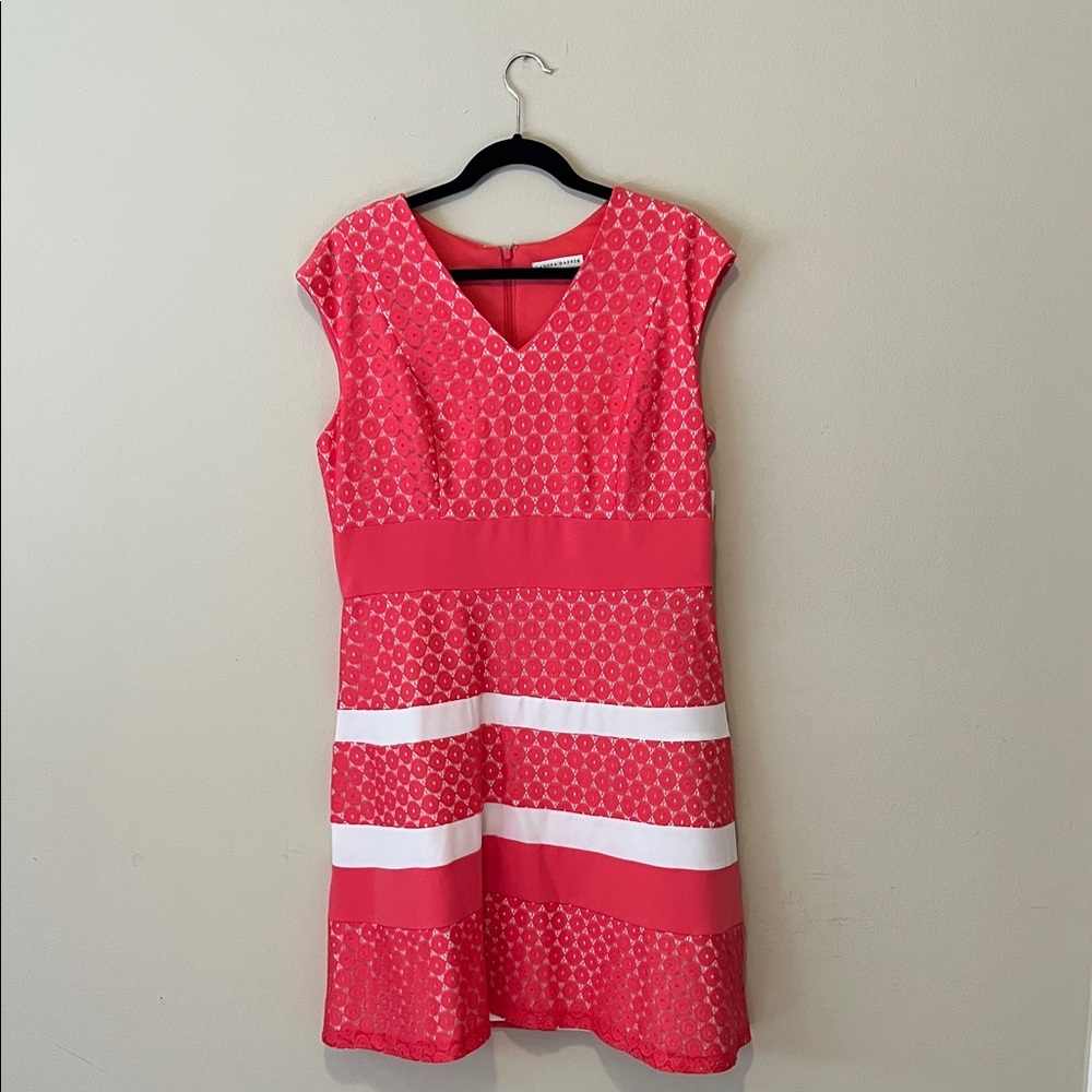 Sandra Darren Salmon Pink/White Dress NTW